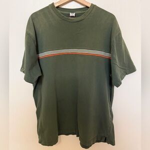 GAP Olive Green Short Sleeve Tee with Striped Chest